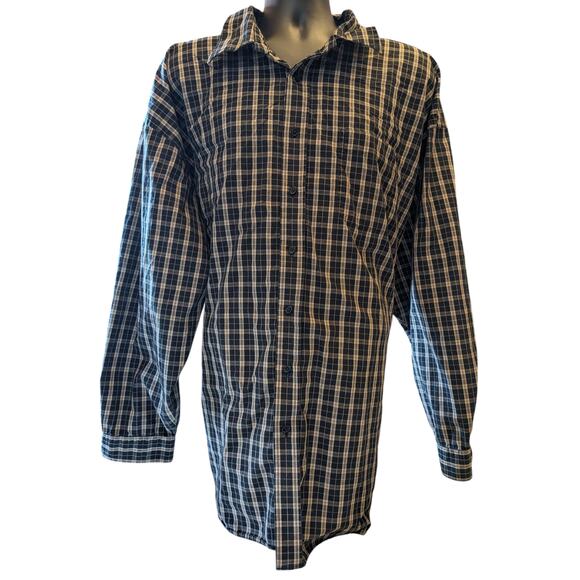 Van Heusen Studio Shirt Mens 3XLT Button Up Long Sleeve Cotton Plaid Blue Gray - Picture 12 of 15